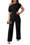 Women&apos;s Casual Sleeveless Off Shoulder Wide Leg Long Pant Jumpsuits