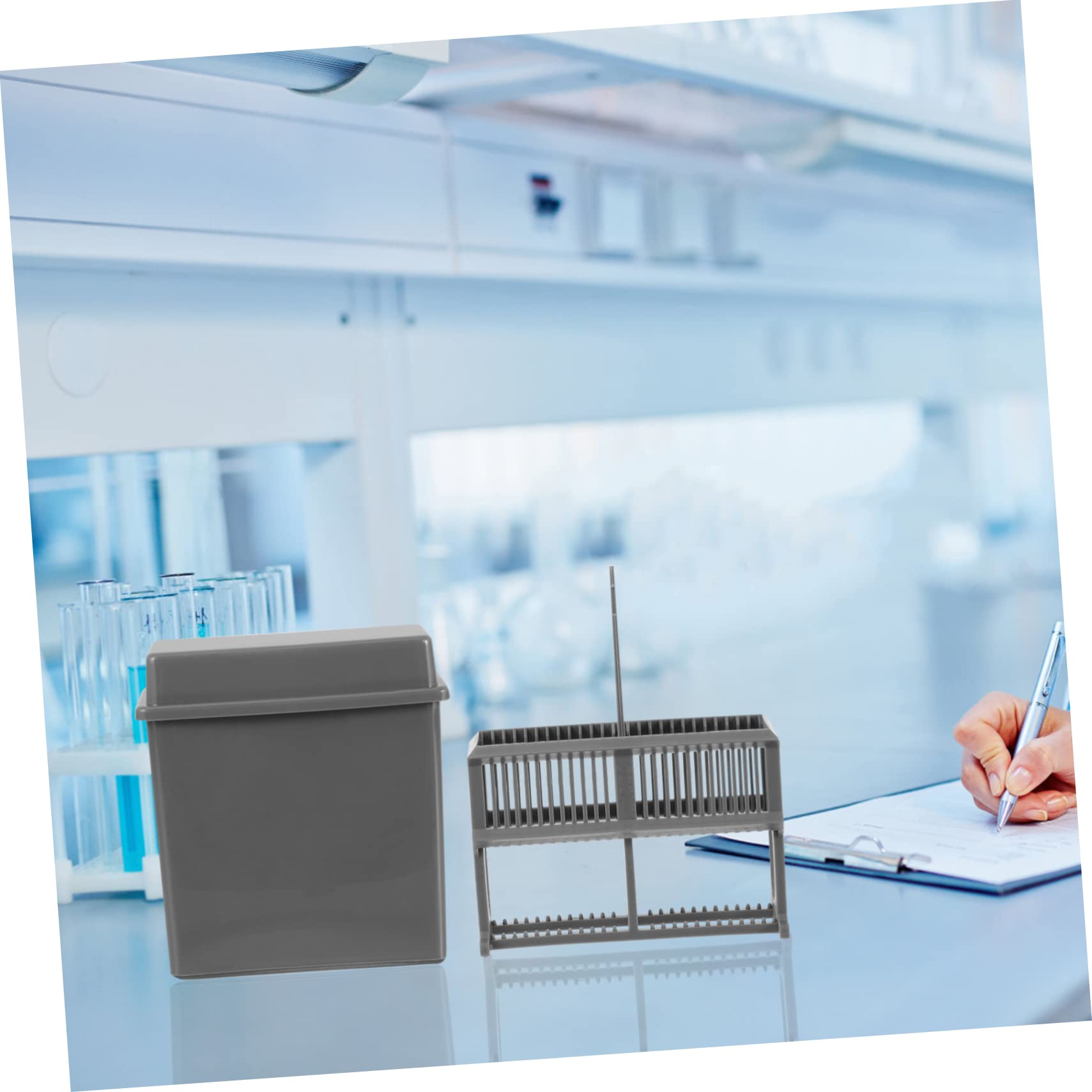 Veemoon 24 Slot Microscope Slide Staining Rack Holder Storage Jar Lab Plastic Slide Rack