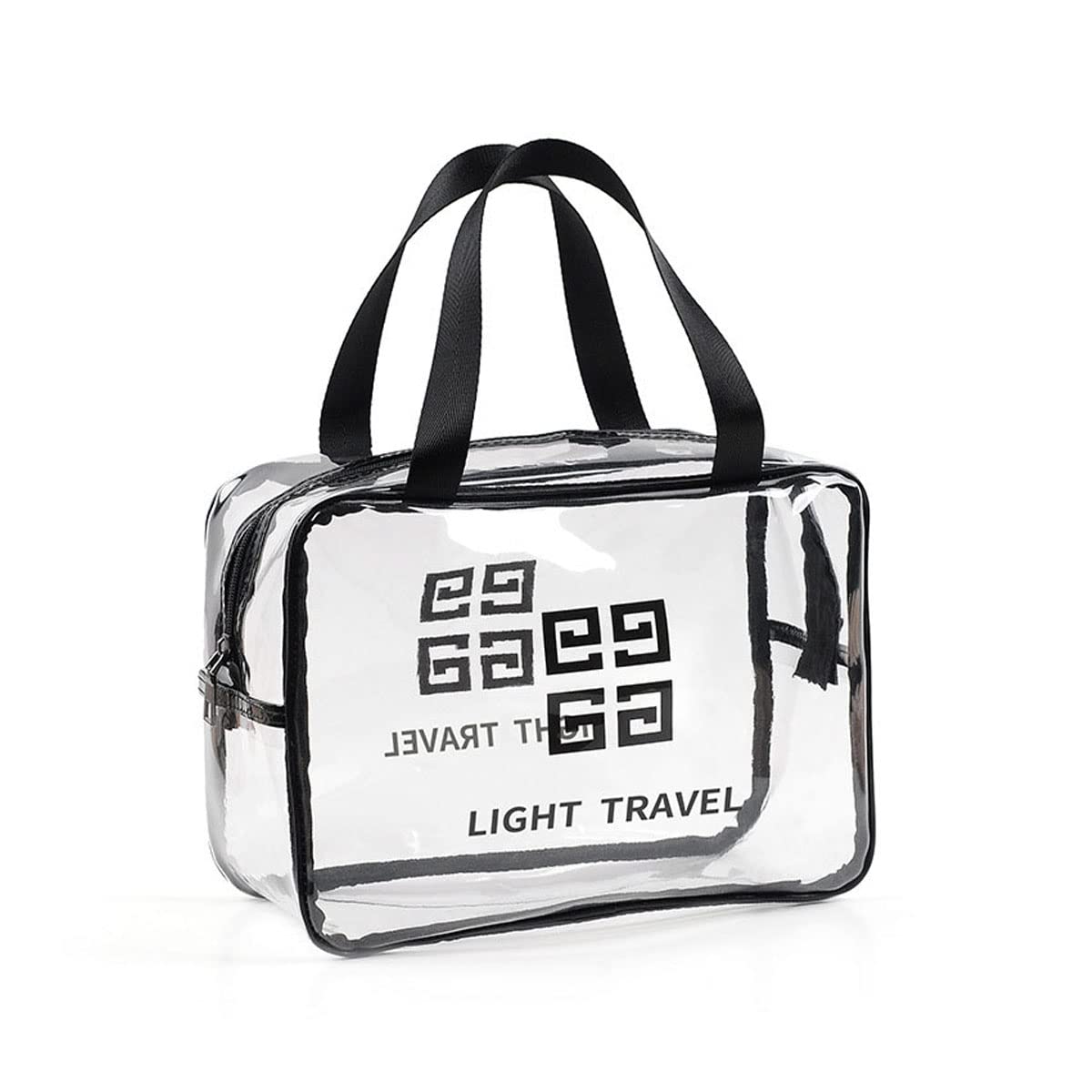 Travel Cosmetic Makeup Bags WisLotife Business Trip Storage Transparent PVC Toiletry Organizer Bags with Zipper Waterproof Wash Bag, Beach Bag, Outdoor Bag Black L