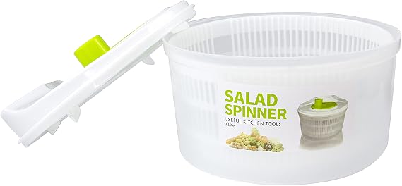 Salad Spinner Vegetable Washer Dryer Drainer Strainer with Bowl & Colander, Fruits and Vegetables Dryer by KAUKKO