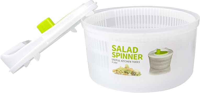 Salad Spinner Vegetable Washer Dryer Drainer Strainer with Bowl & Colander, Fruits and Vegetables Dryer by KAUKKO