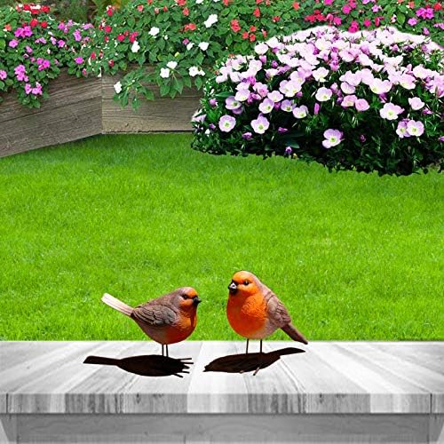 Set of 2 Robin Ornaments, Robin Garden Ornament Decor Statue, Vivid Robin Redbreast Gifts for Women Garden Patio Lawn Bird Decorations