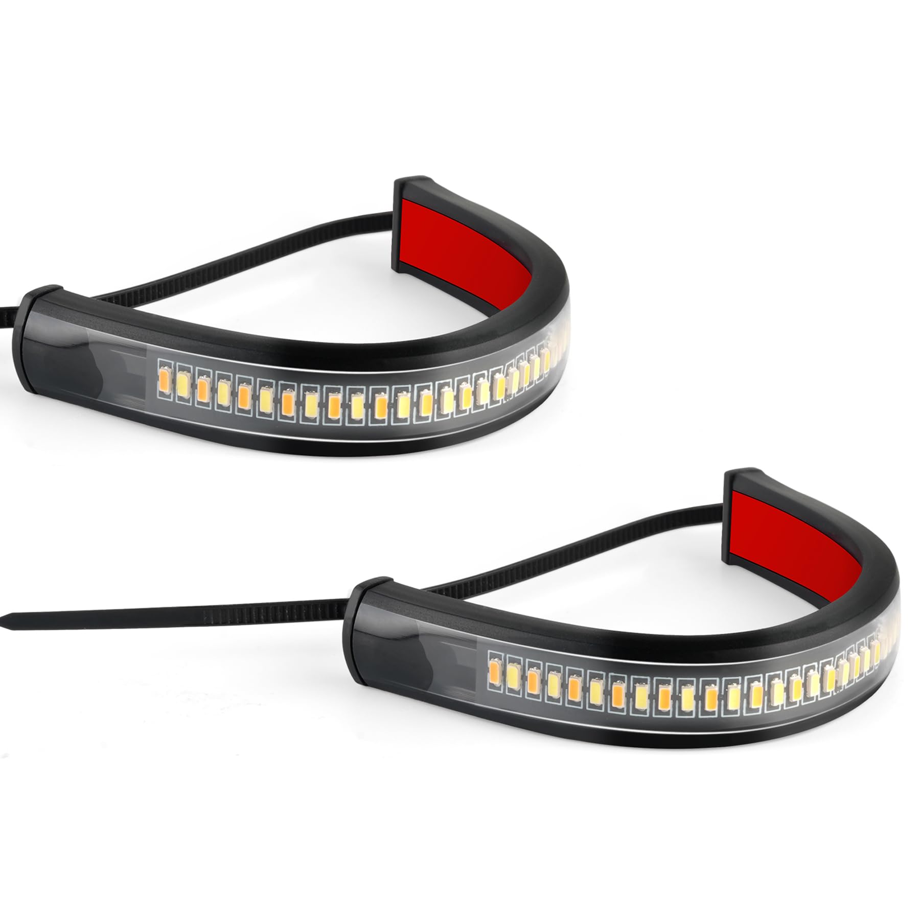 LivTee Motorcycle Turn Signals, Dual-Color White & Amber Fork Switchback LED Turn Signal, Motorcycle Blinkers with DRL, Waterproof Adjustable Light Bar for Motorbike, Ebike, Dirt Bike(2PCS) Front