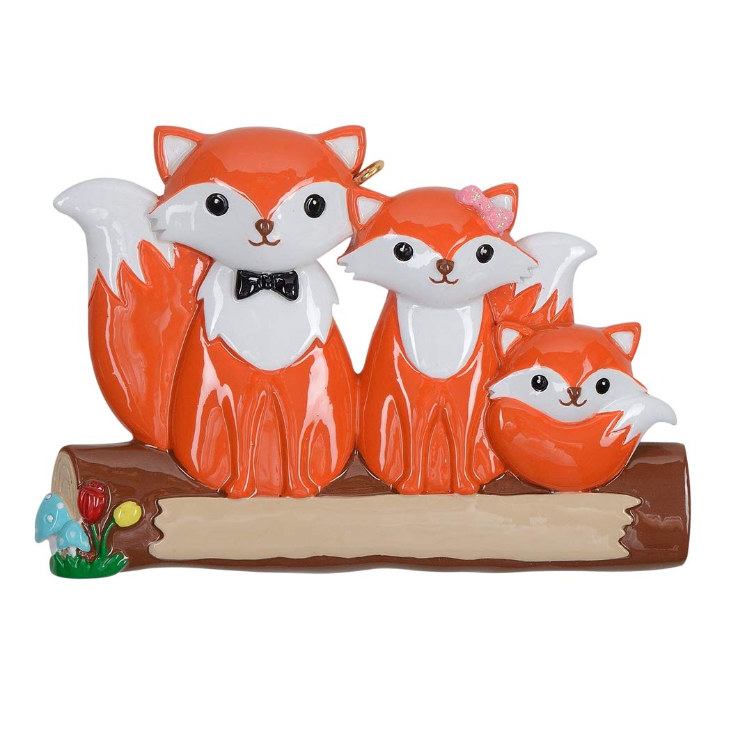 MAXORAFox Family of 3 Christmas Tree Ornament 2024 - Personalized Red Fox Family Ornament - Fox Parents with 1 Kid Ornament - Unique Family Christmas Tree Decorations