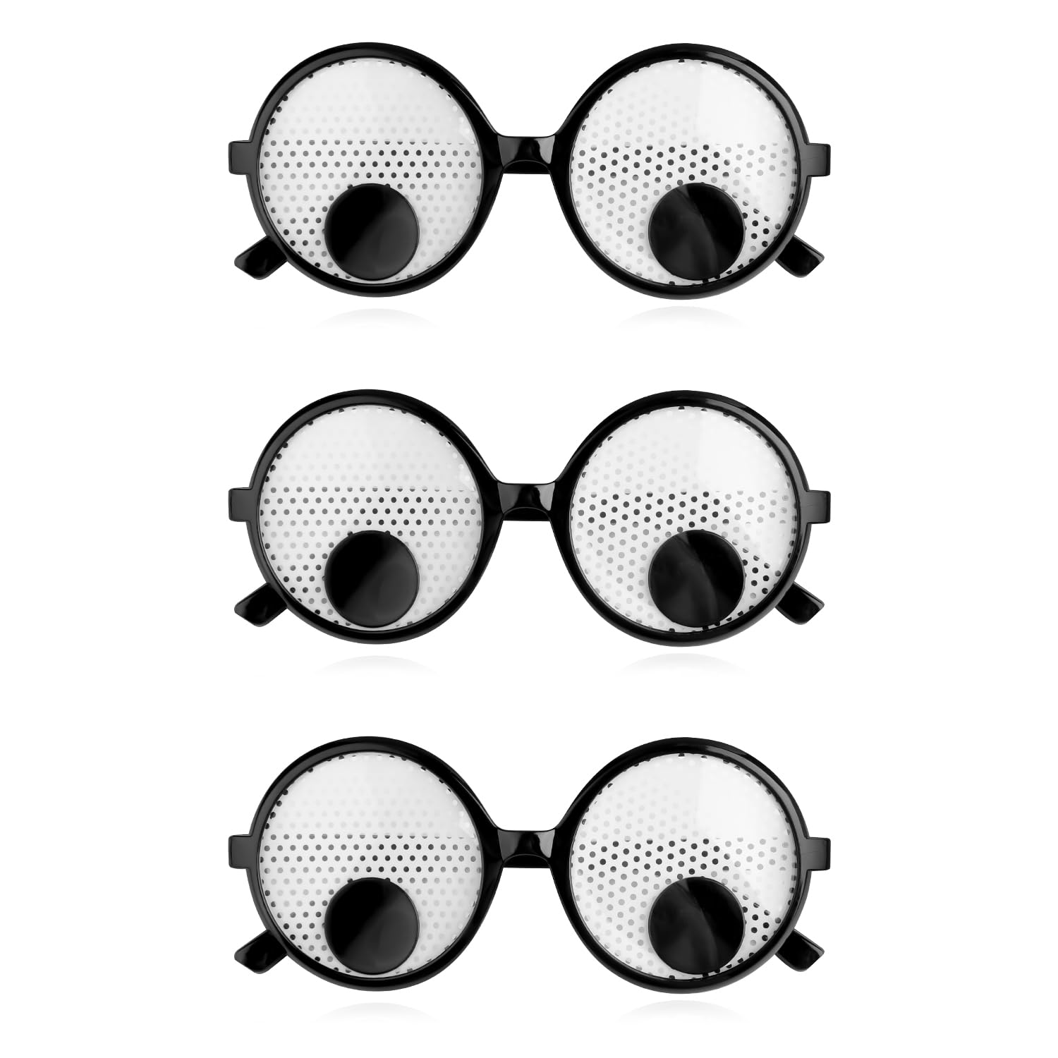 Hopzab 3PCS Googly Eyes Glasses, Novelty Shaking Eyeball Spectacles, Funny Costume Accessories, Hilarious Photo Booth Props, Party Wear and Costume Events