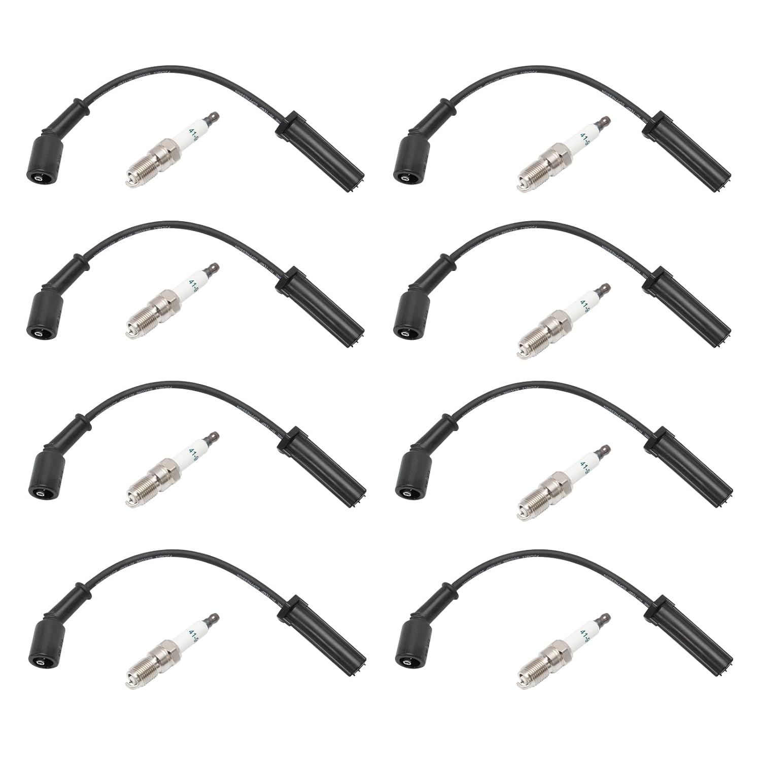 41-962 9748HH 8 Pcs Spark Plugs and 8 Wires Set 5.3L 6.0L Compatible with Silverado 1500 2500 3500 1999-2006 Sierra Yukon Hummer H2 2003-2006 41962 19299585