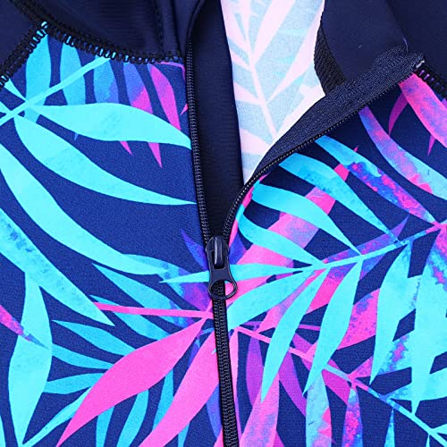 BAOHULU Girls Short Sleeve Zipper Closure Swimsuit with Matching Hairband UPF 50+ UV Bathing Suit Beach Swimwear 4-13 Y3