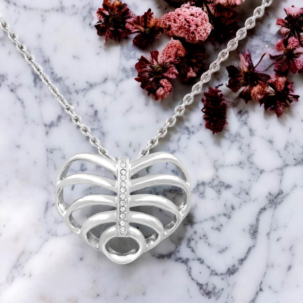 Controse Ribcage Necklace - Heart Pendant Design with Crystal - Image 5