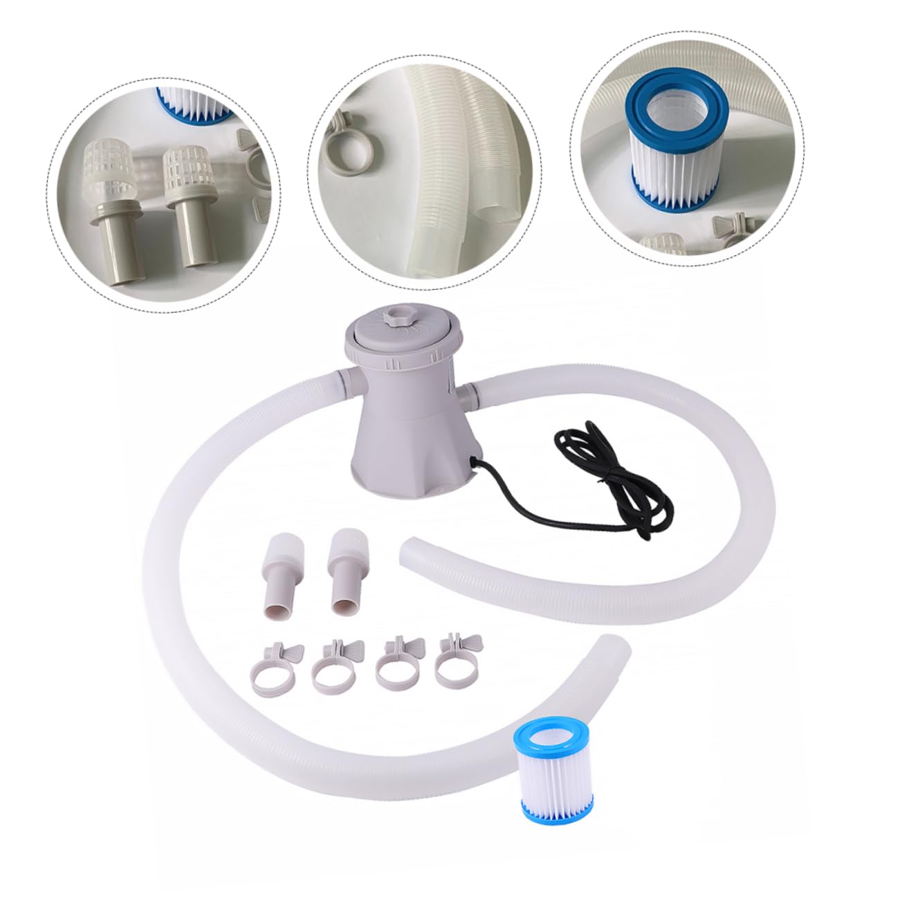 Pompe de Filtration Piscine 1 Set en Plastique, Circulation Eau, Nettoyage