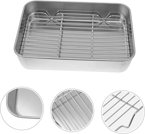 Miniatura 4 de LABRIMP 1 juego de bandeja de galletas de acero inoxidable con tapa, bandeja para tartas, molde para pan, moldes de aluminio con tapas, bandeja para