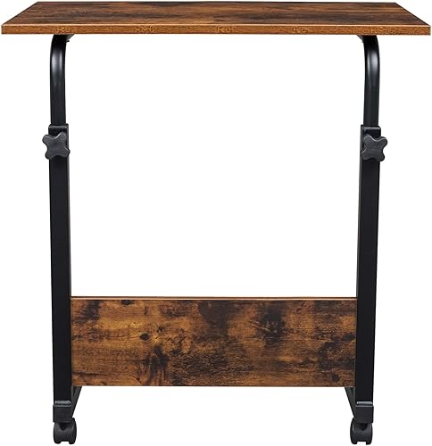 Miniatura 39 de Henf Mesa auxiliar móvil para sofá, mesa de cama rodante, mesa de aperitivos, altura ajustable, soporte para computadora portátil, escritorio, Negro