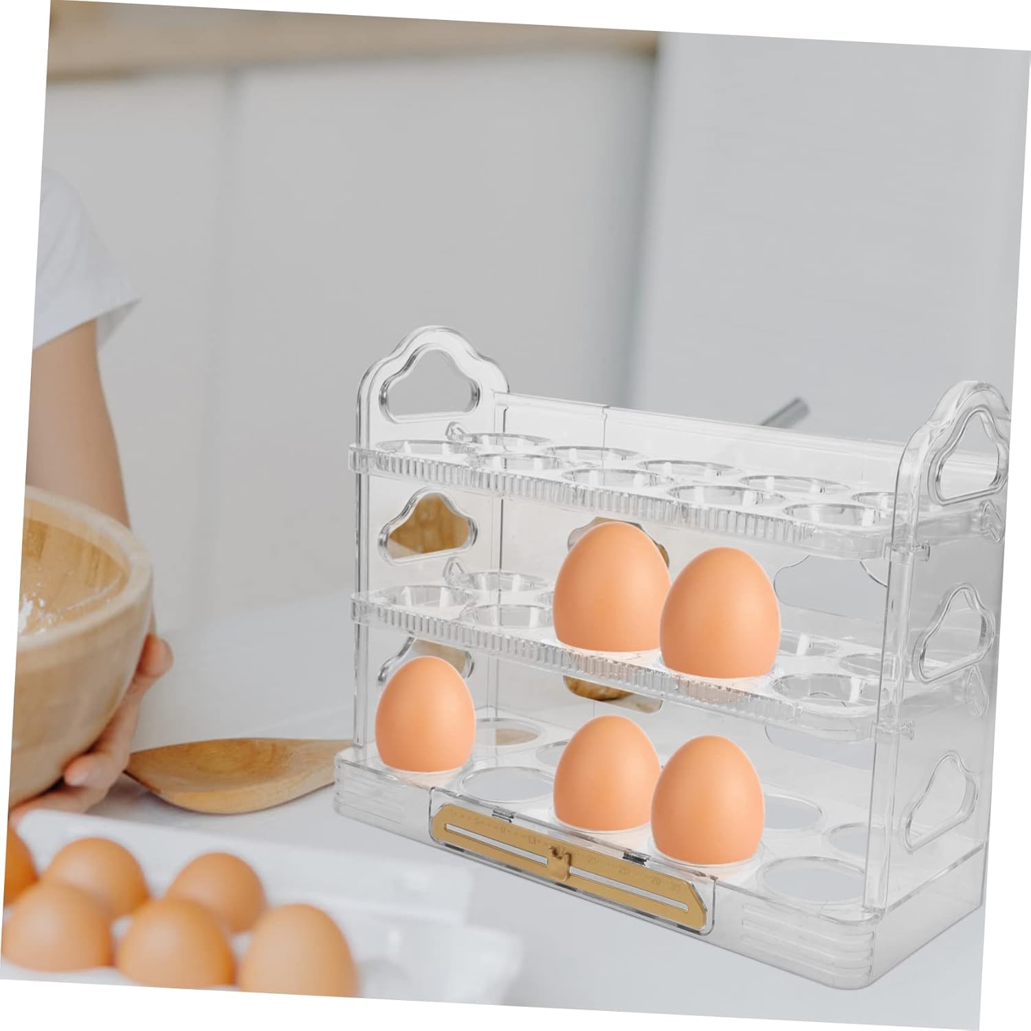 Egg Storage Rack for Refrigerator Egg Organizer Bin Fridge Side Space Easy to Clean for Home Kitchen