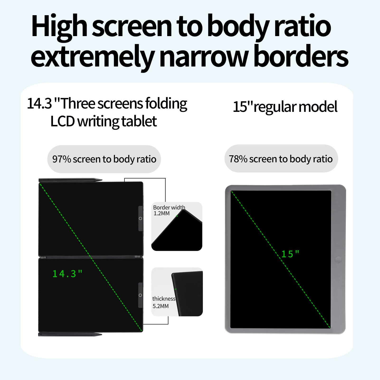 Czemo Tablette LCD Écriture Adulte 14.3 Pouces Réutilisable Ardoise Électronique Bloc Notes