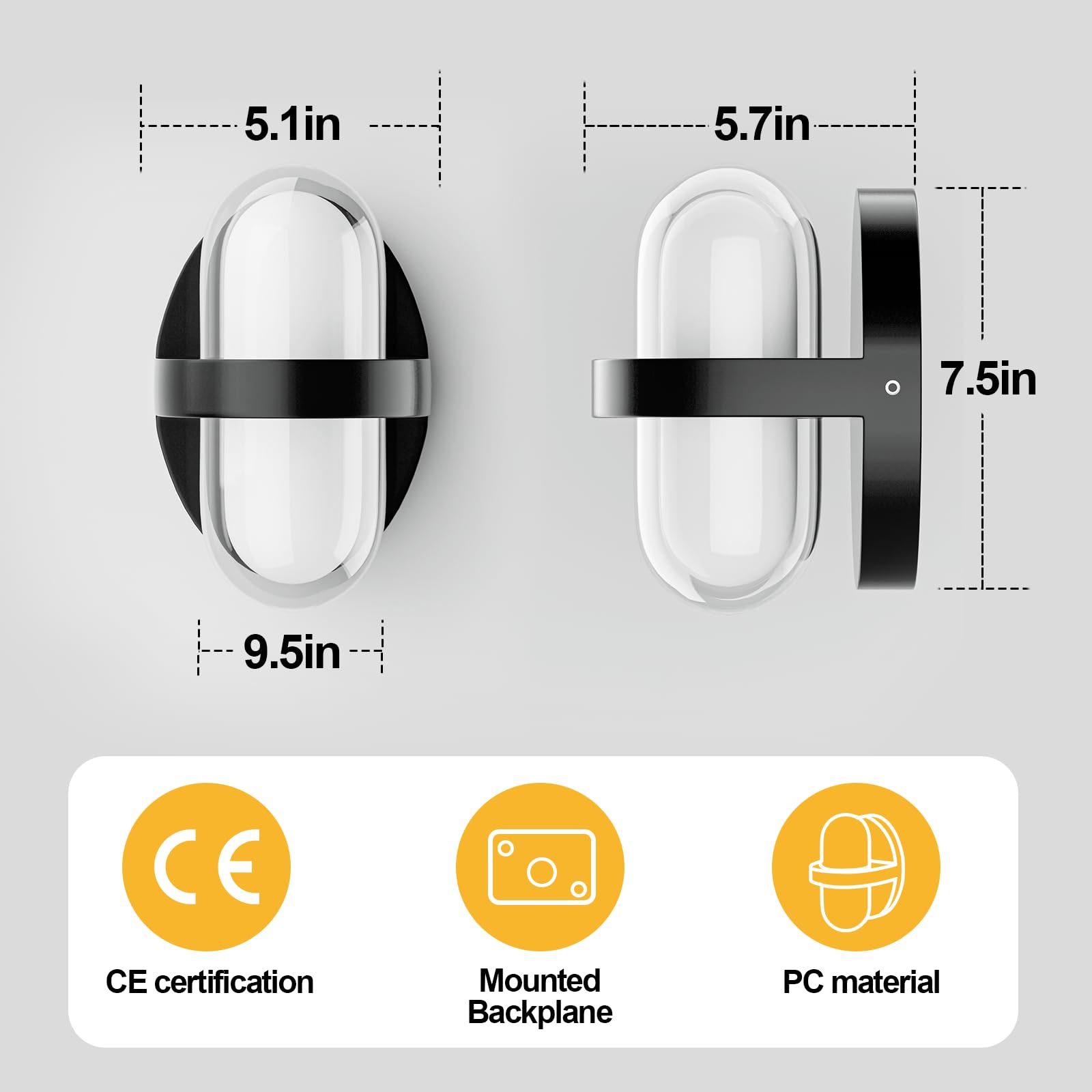 Kerry Outdoor Wall Lights, Up and Down Outside LED Plastic Mains Powered Lighting - Image 3