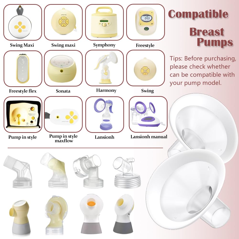 2pcs 17mm Soft Flanges, 106 Degree Wider Opening Angle with Soft Rim Shield for Medela Breast Pump PersonalFit, Freestyle - Image 2