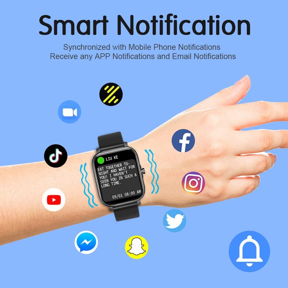 GCBIG Smart Watch 169 Touch Screen Smartwatch for Android Phones Fitness Tracker with Heart Rate and Sleep Monitor IP68 Waterproof Pedometer Watch