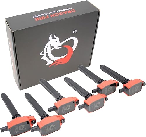 DRAGON FIRE PERFORMANCE Paquete de energía de bobina de encendido de 6 piezas compatible con Wrangler Ram 1500 300 Charger Challenger Durango 3.6L