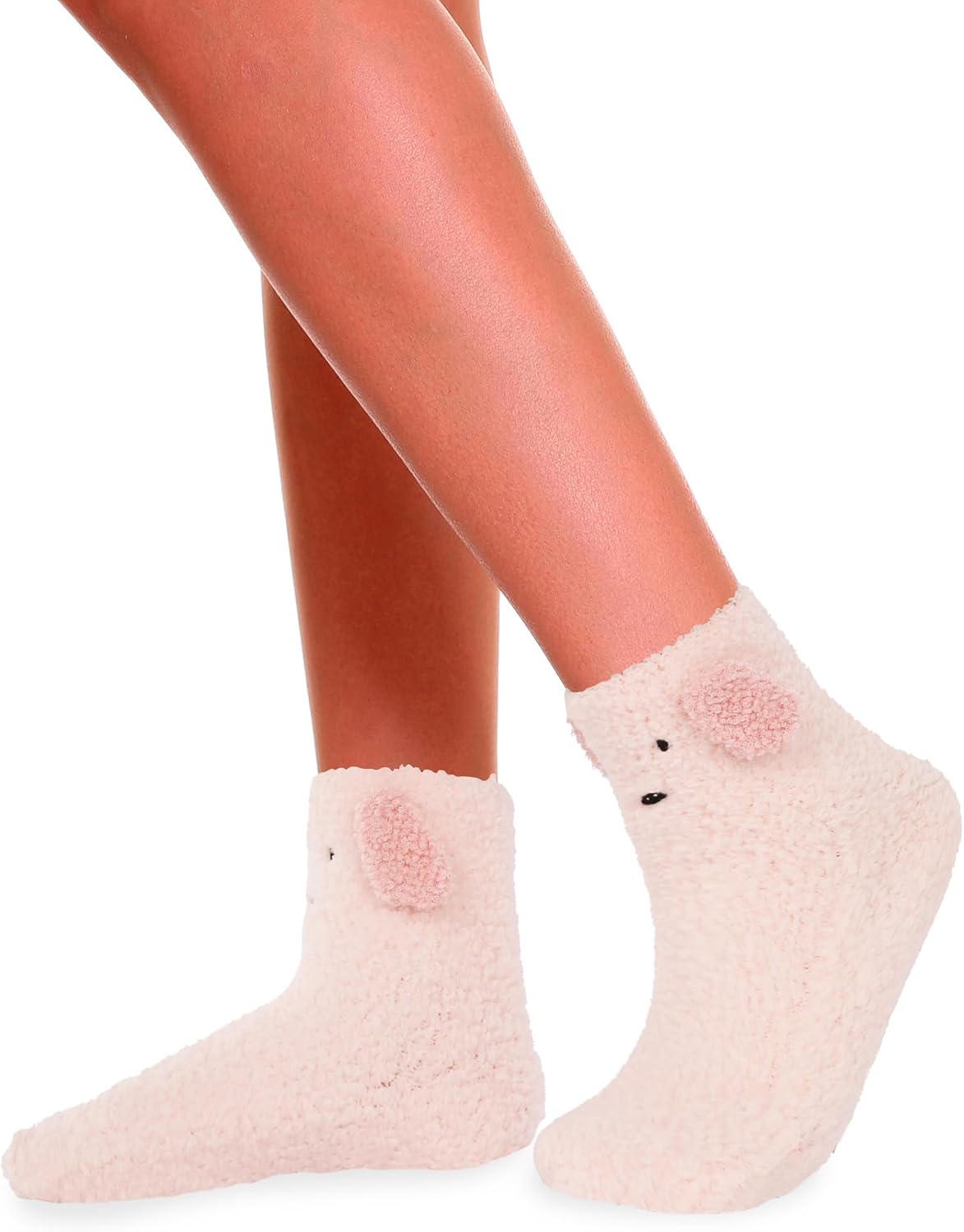 Violet Mist Womens Fuzzy Socks with Grips Winter Warm Fluffy Soft Slipper Socks Cozy Hospital Non Slip Socks Cute Animal Sock