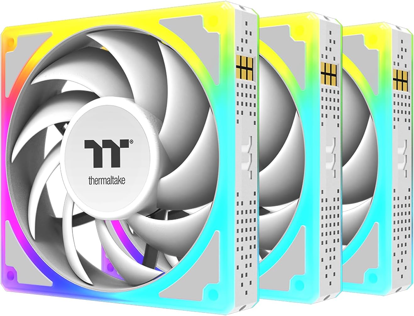 Thermaltake Toughfan EX 140 ARGB Sync; 140mm; 500~2000 RPM; MagForce 2.0; 3.04mm-H2O Static Pressure; Airflow 94.43 CFM; Hydraulic Bearing; 5V 3-Pin Motherboard Sync; 3-Pack; White; CL-F213-PL14SW-A