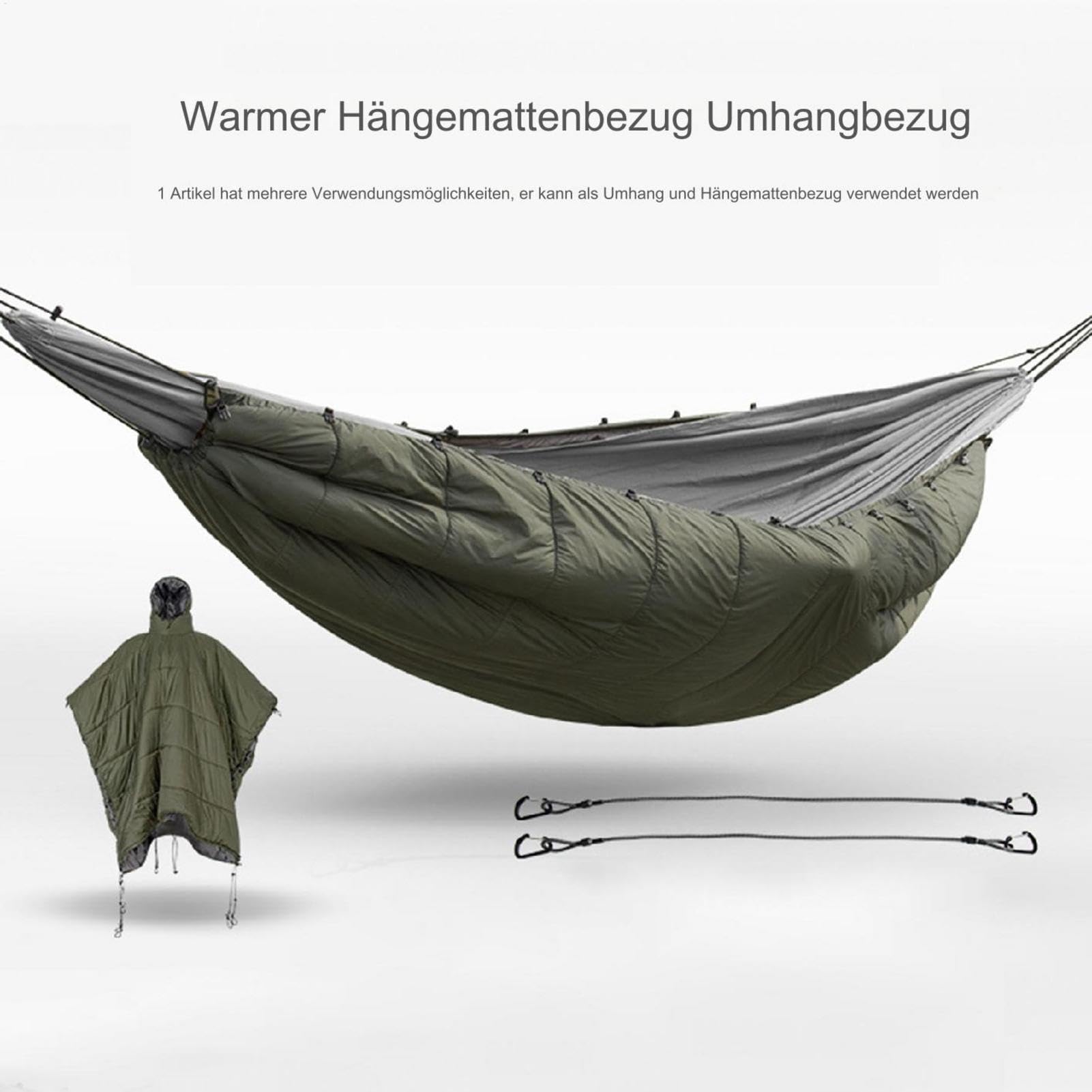Camp - Sac de couchage poncho - Sac de couchage pour hamac - Couette portable avec capuche sous le hamac - Sac de couverture de stade portable avec capuche pour le sac à dos