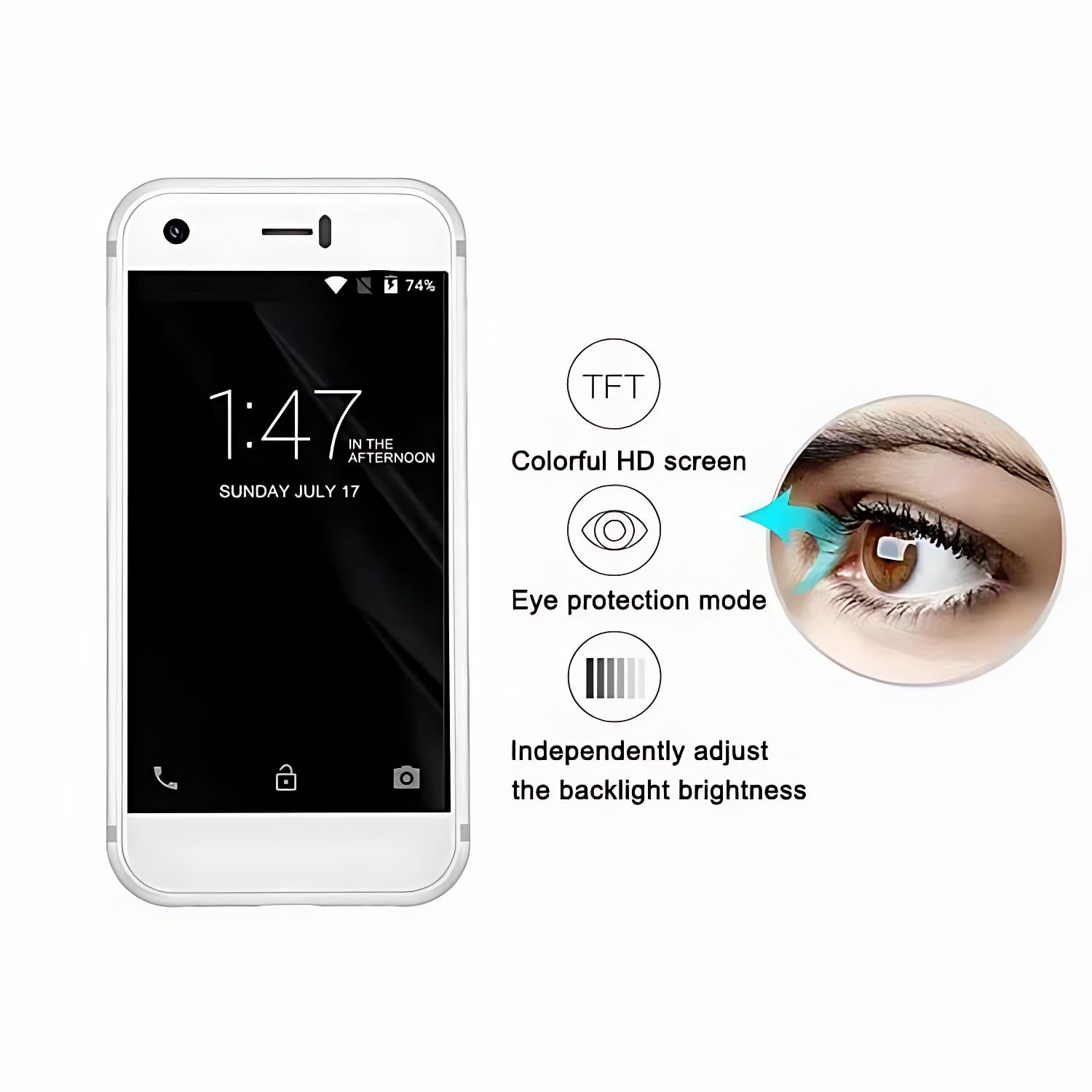 Hipipooo kleine minitelefoon, 3G Dual SIM ontgrendelde smartphone, 2,5
