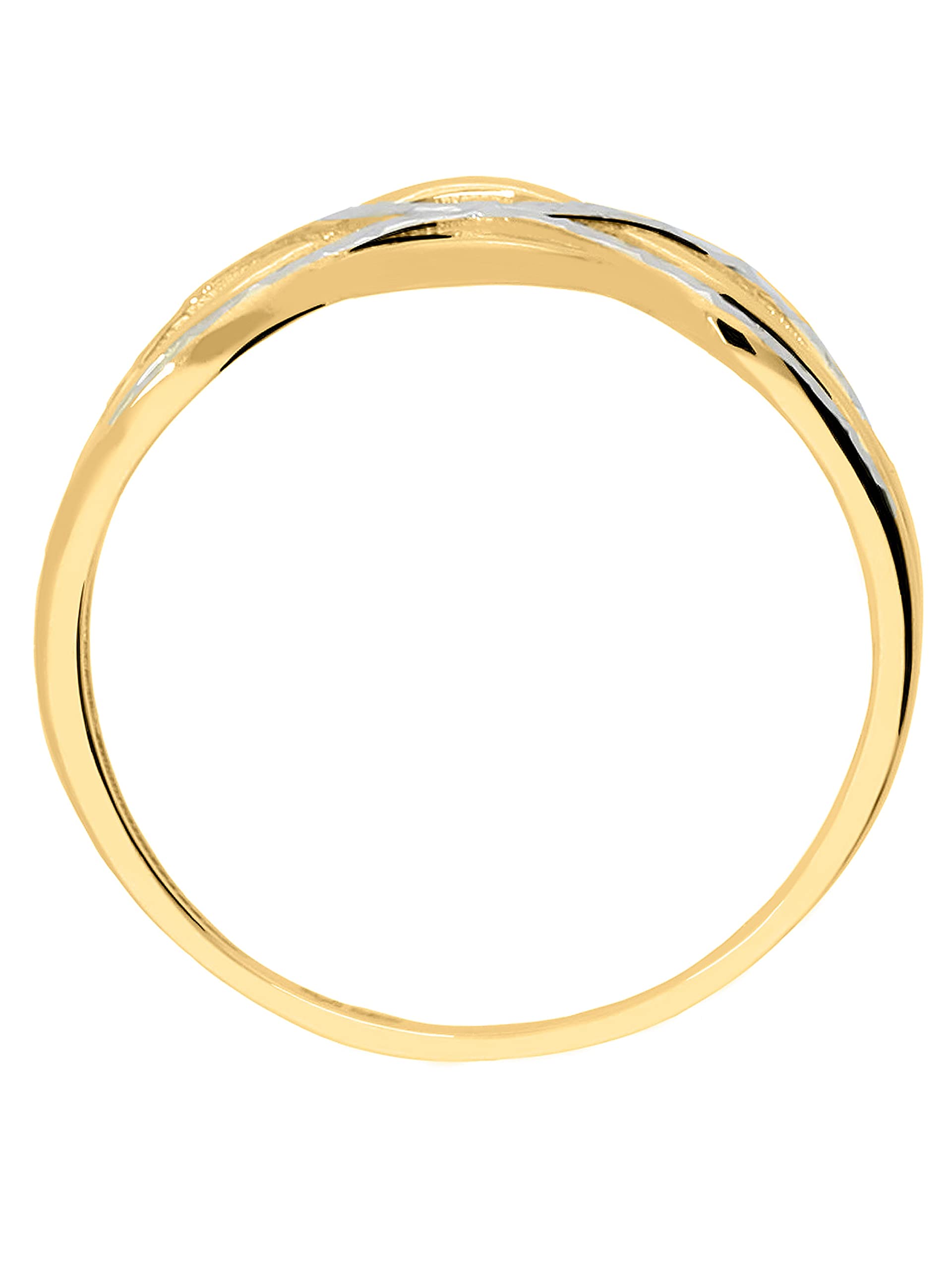 My Gold Damen Ring Gold 333 Echtes Weissgold Gelbgold (8 Karat) Ohne Stein Gr. 62 Damenring Goldring Emeni R-07931-G362-W62