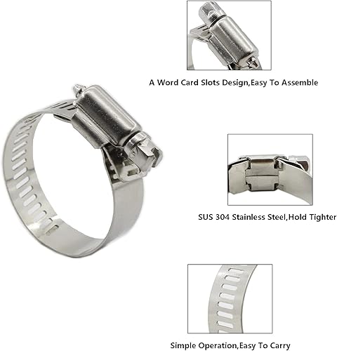 Miniatura 5 de 20 abrazaderas de cable, abrazaderas ajustables de acero inoxidable 304 para conductos, abrazadera de tubo, abrazadera de conducto de aire,
