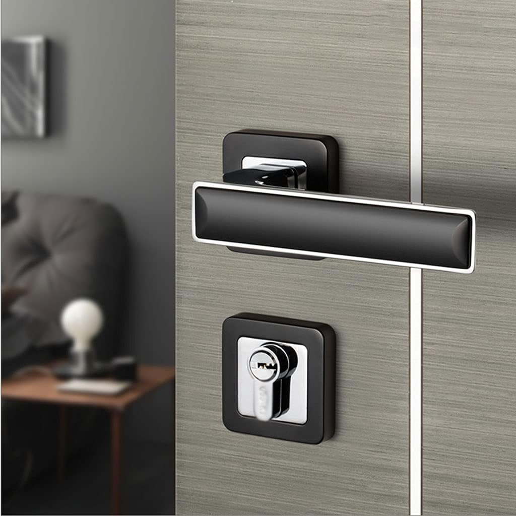 Door Knob Lever Door Levers with Key Indoor Door Lock Door Handle for Bedroom Or Bathroom Study Passage Corridor Door Lock with Handle (Color : Black)