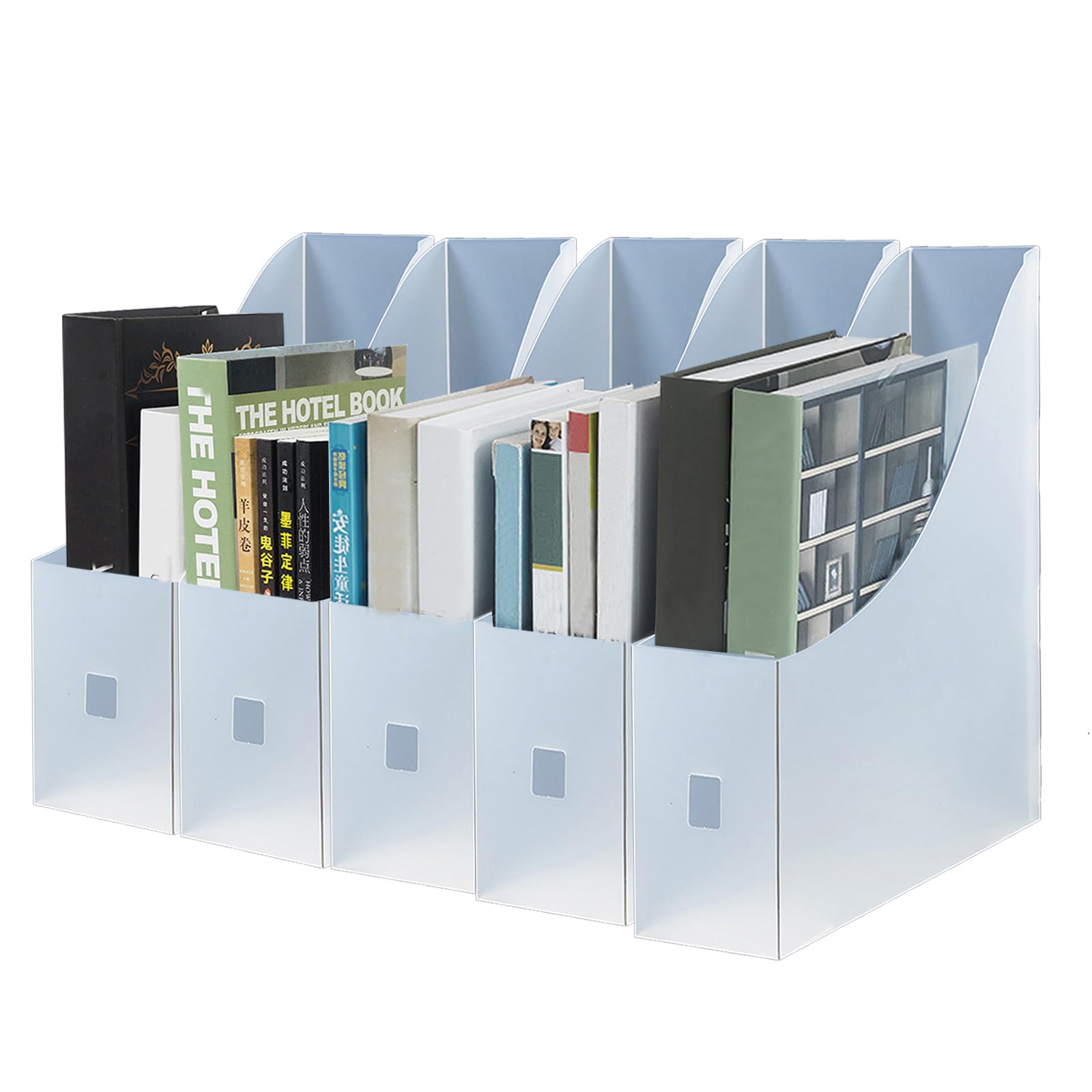 5 Pezzi Portariviste in Plastica per Ufficio, File e Archiviazione Domestica - Cartella Pieghevole per Dormitorio Scolastico (Trasparente)
