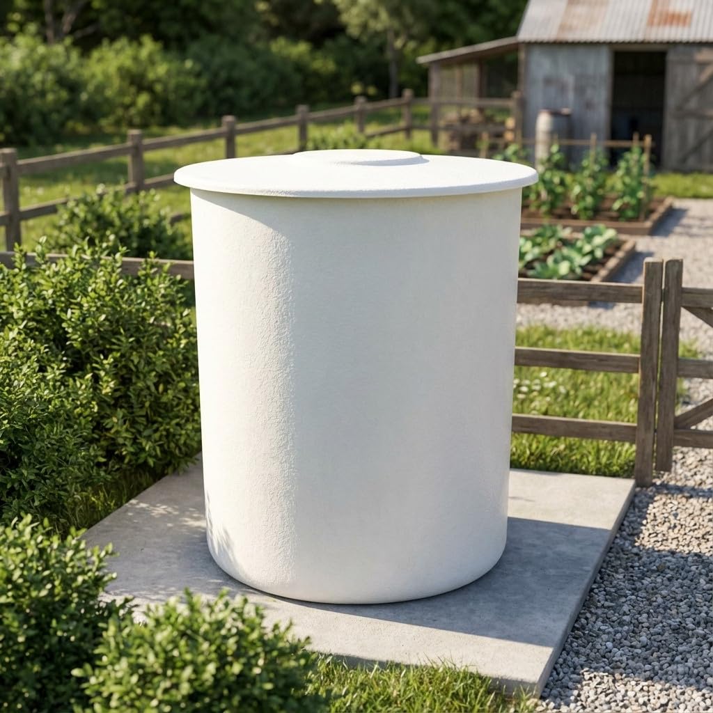 Suinga DEPOSITO DE Agua de Poliester Fibra de Vidrio 500 litros cilíndrico. Incluye tapadera. Diámetro Ø 96 cm Altura 95 cm. Capacidad exacta 530 litros