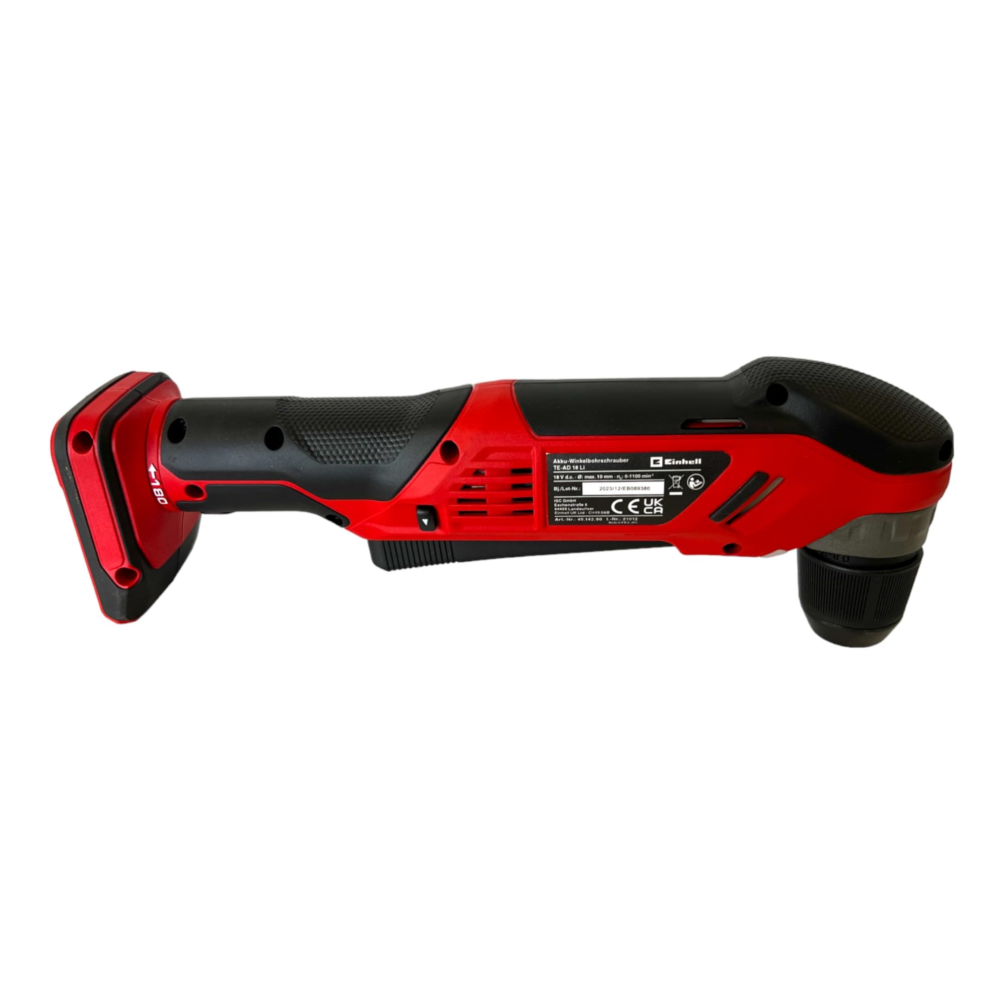 Einhell Akumulatorowa wiertarko-wkrętarka kątowa TE-AD 18 Li-Solo Power X-Change (18 V, 45 Nm, uchwyt samosersyjny 10 mm, lampa LED, obrotowy uchwyt baterii, bez baterii)