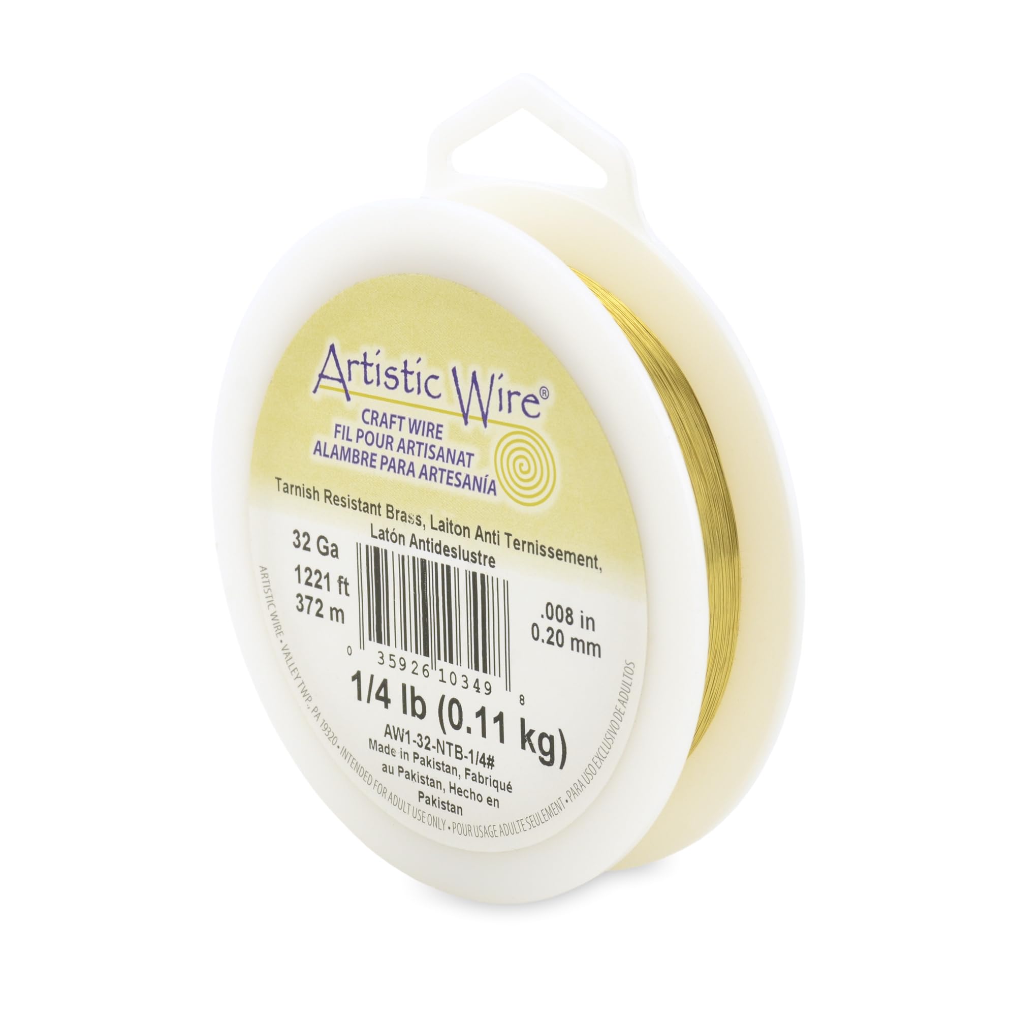Fil de laiton Artistic Wire 32-Gauge pour bracelet bobine de 1/1,8 kg