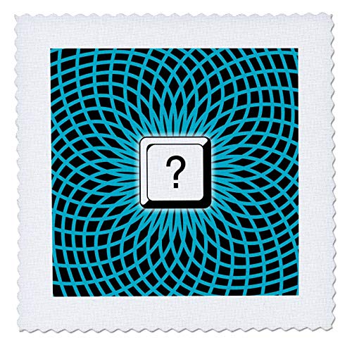 22x22 inch Quilt Square - Question Mark- Blue Geometric Symmetry Under White Keyboard Button Designs- Keyboard Symbols