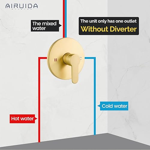 Vista 13 de Airuida Kit de moldura de válvula de mango de ducha redondo de una sola función, válvulas de ducha de montaje en pared, grifo de latón, válvula