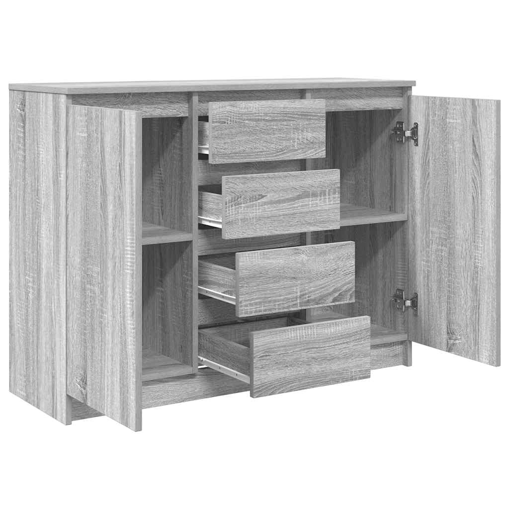 vidaXL Sideboard mit Schubladen Grau Sonoma 100,5x35x76 cm, Kommode, Schrank, Flurschrank, Anrichte, Küchenschrank, Wohnzimmerschrank, Wohnzimmermöbel