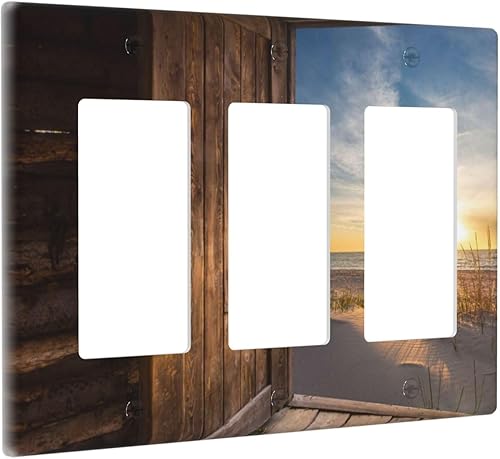 Miniatura 118 de Cubierta de Interruptor de Luz de 1 Gang con Escena de Flores de Grecia Mediterránea, Dispositivo Individual Basculante/GFCI, Placa Decorativa