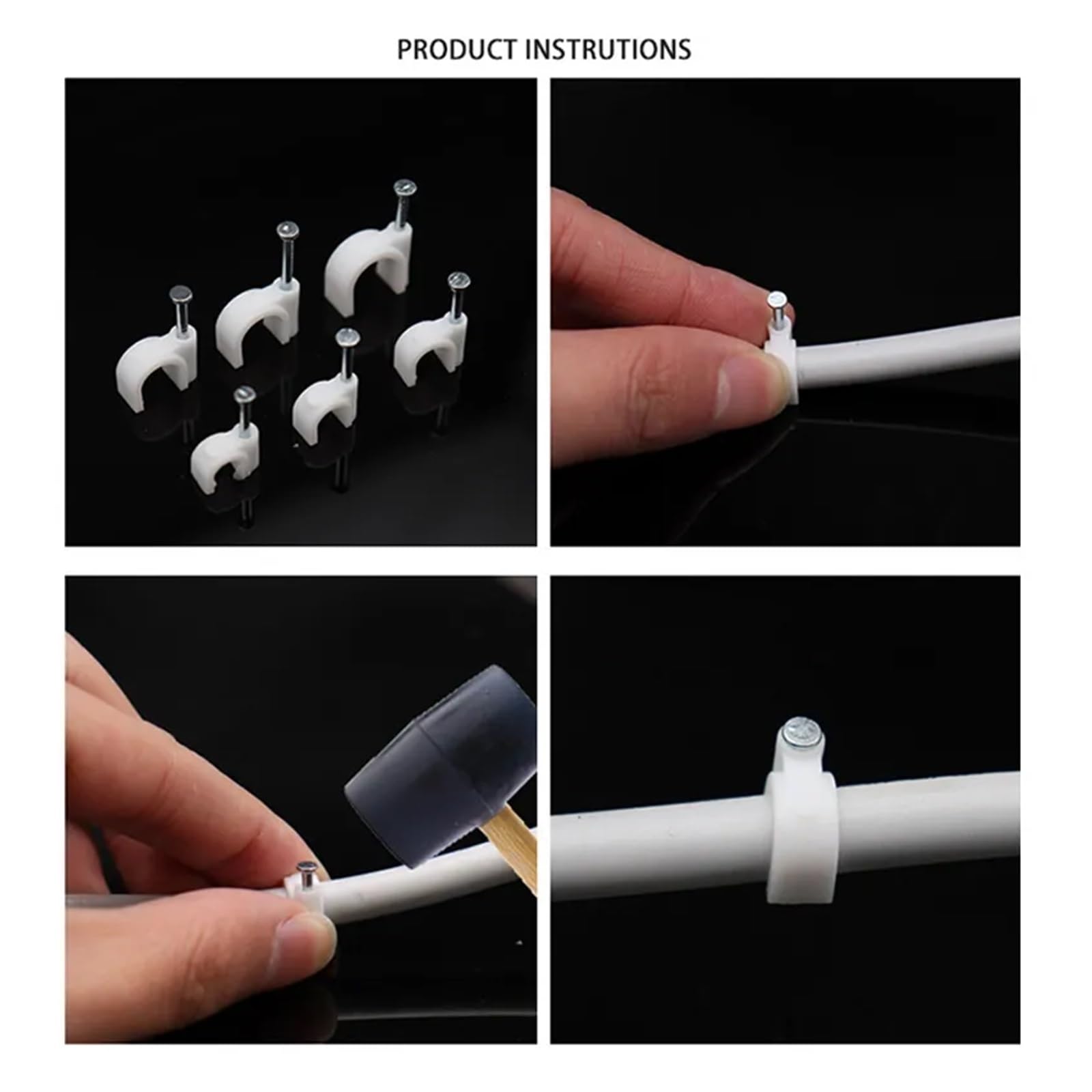 Clips pour câbles, Serre-câbles à clous en acier 12-25 mm, blanc, paquet de 100(16mm)