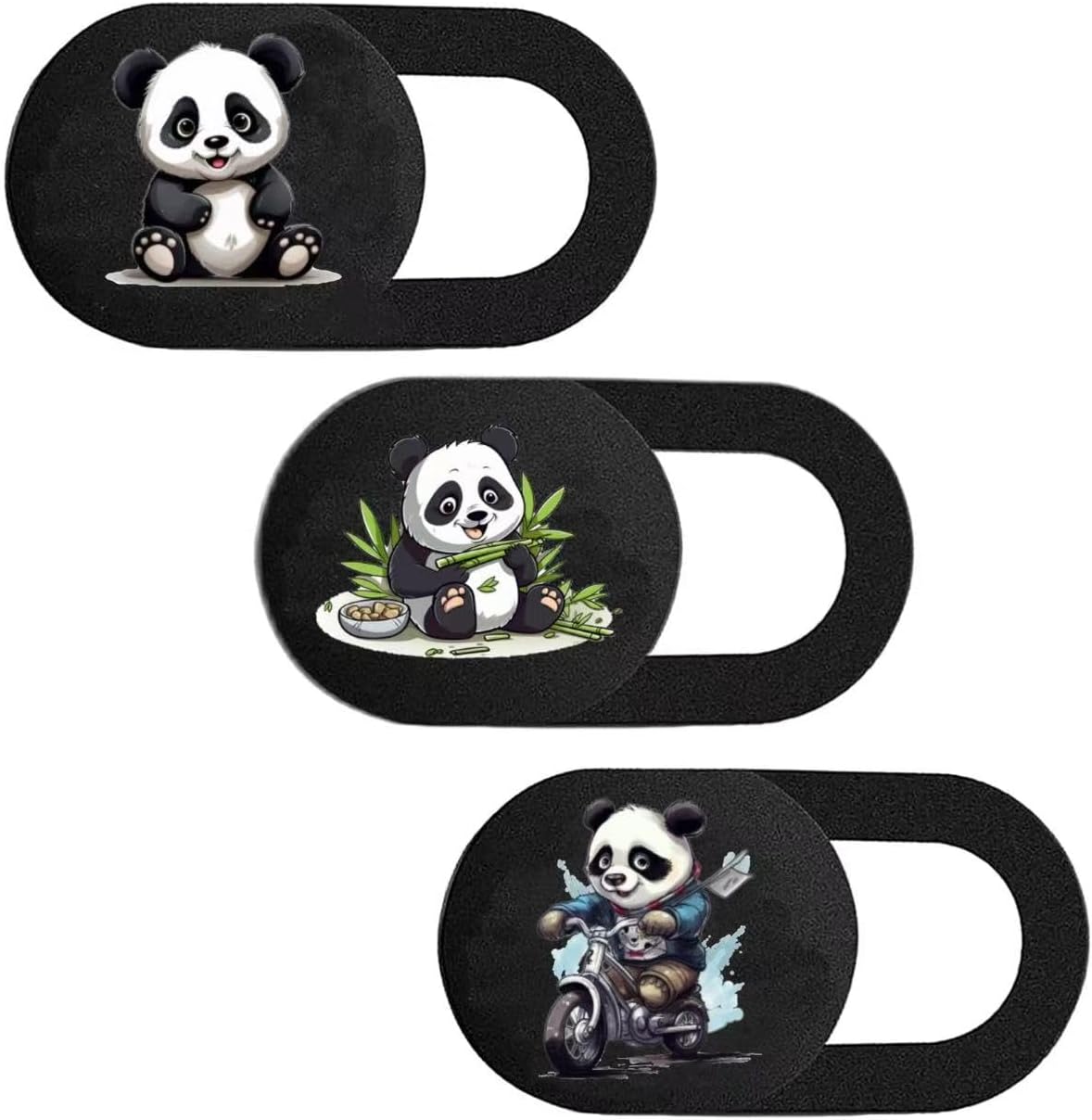 3 Pack Laptop Web Camera Cover Ultra Thin (0.027in) Webcam Cover Slide with Lively Panda Design for Laptop, Desktop, PC, MacBook, iMac, Computer, Smartphone
