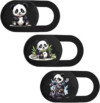 3 Pack Laptop Web Camera Cover Ultra Thin 0.027in Webcam Cover Slide with Lively Panda Design for Laptop, Desktop, PC, MacBook, iMac, Computer, Smartphone