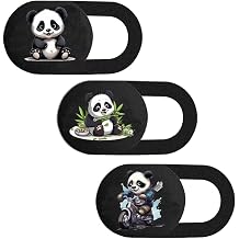 3 Pack Laptop Web Camera Cover Ultra Thin 0.027in Webcam Cover Slide with Lively Panda Design for Laptop, Desktop, PC, MacBook, iMac, Computer, Smartphone