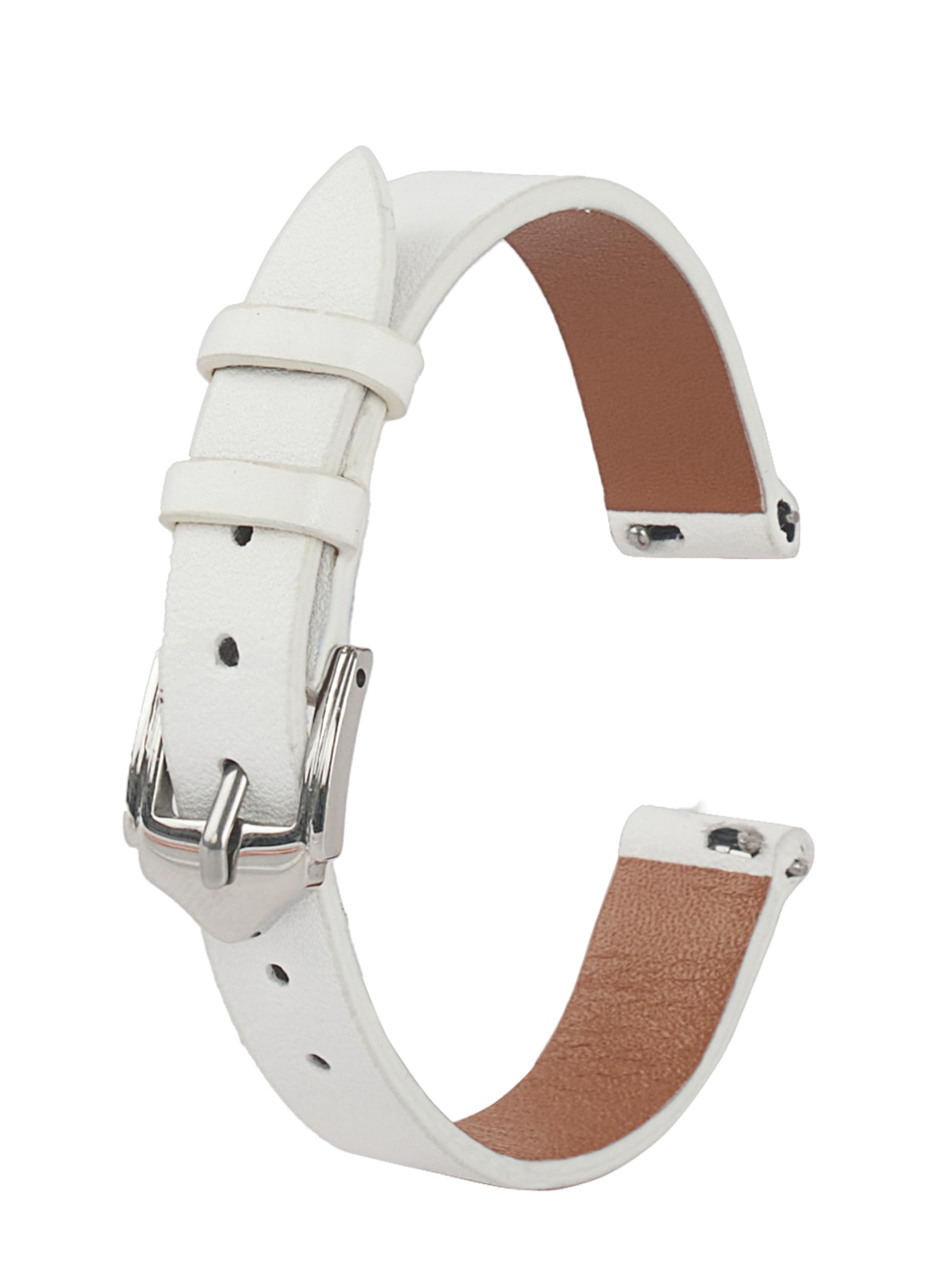 Thin Leather Watch Bands for Womens Ladies Classical Flat Watch Strap Elegant Wristwatch Band Handmade Replacement Band Soft Valentine's Gift for Her Wife Mother 10mm 12mm 14mm