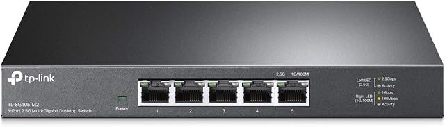 TP-Link TL-SG105-M2 | 5 Port Multi-Gigabit Unmanaged Network Switch, Ethernet Splitter | 2.5G Bandwidth | Plug & Play | Desktop/Wall-Mount | Fanless Metal Design | Limited Lifetime Protection