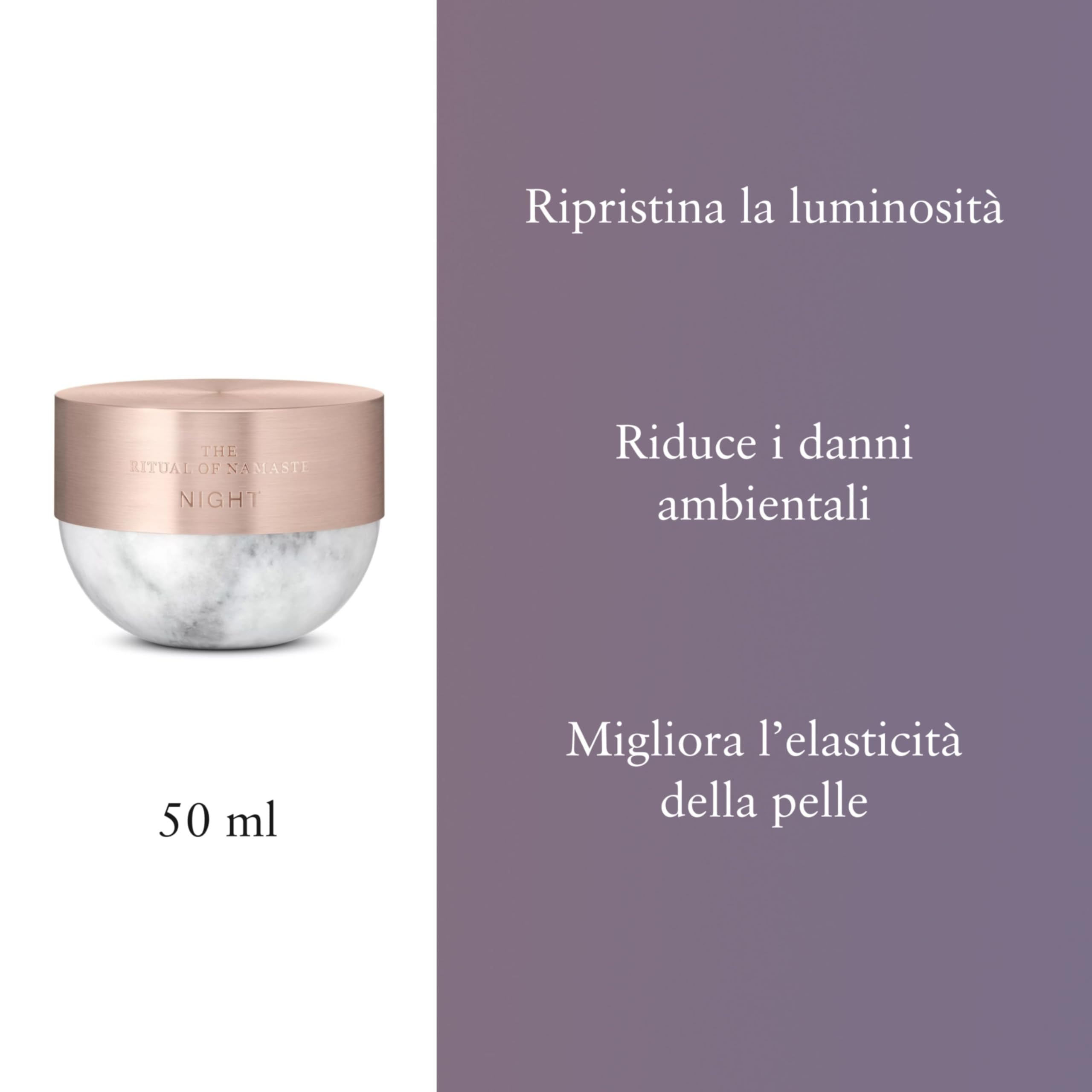 RITUALS The Ritual of Namaste, GLOW - Crema Hidratante Facial de Noche, Antiedad con Complejo Reparador de Bakuchiol, Antiarrugas Reparadora - 50 ml