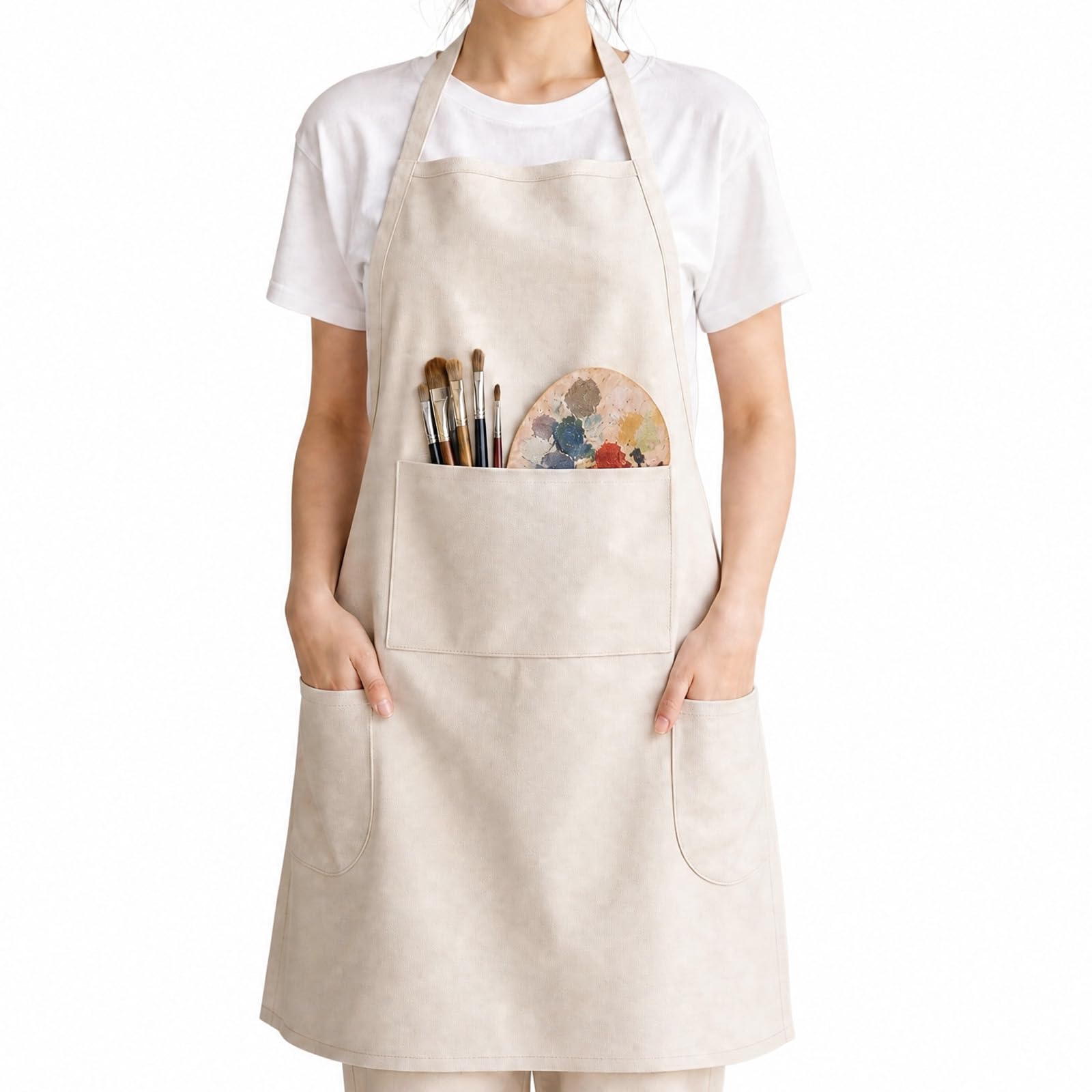 Adjustable Adult Painting Smock for Women, Artist Art Aprons with 3 Pockets