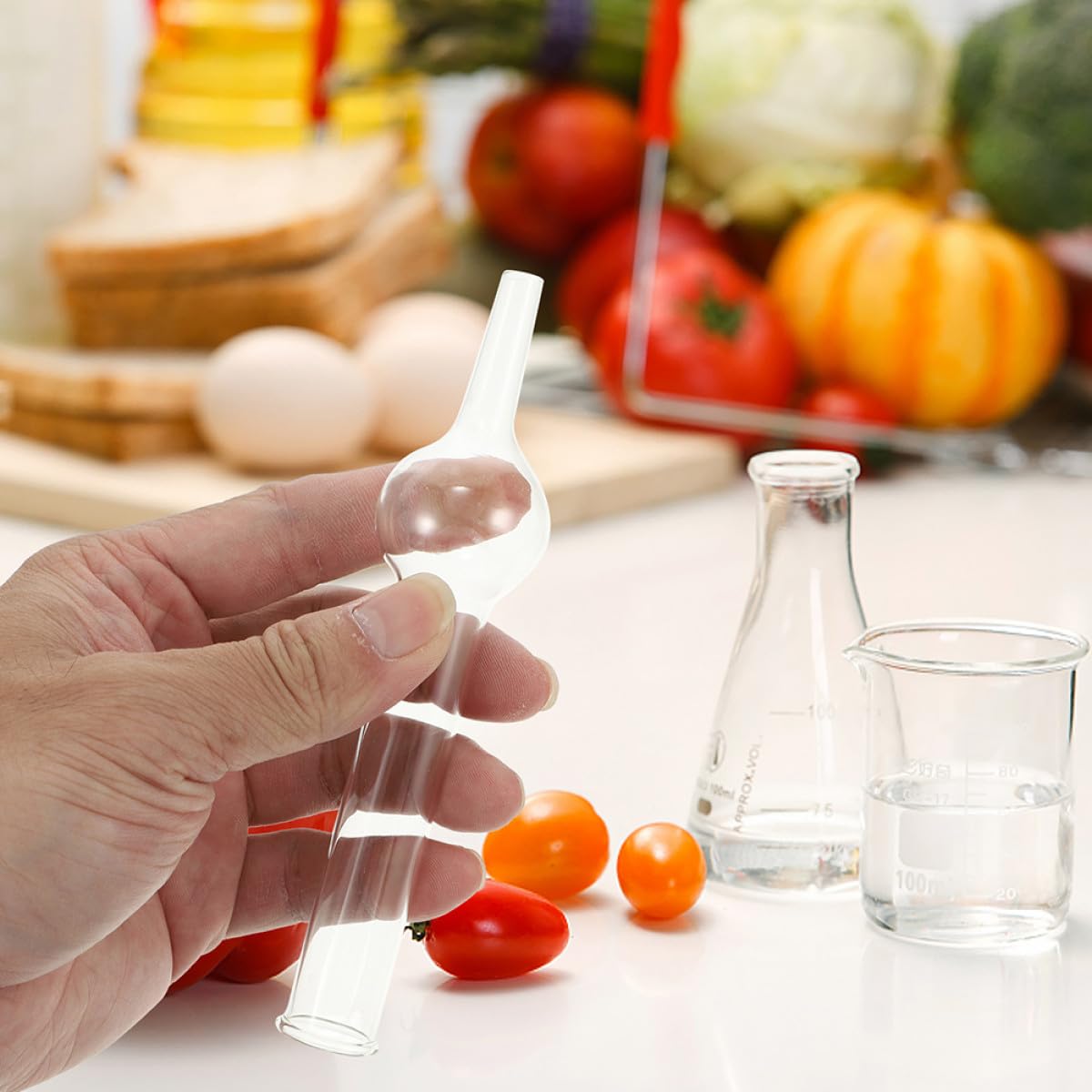 Einkugel Trockenröhrchen und Laborbedarf mit Glatter Innenwand für Chemieunterricht und Schönem Design aus Glas 5 Stück von Schülern