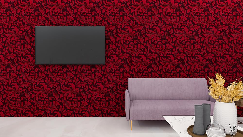 MOREYAJI DIY Red Rose Vinyl Self Adhesive Wallpaper with Glossy Peel and Stick Wallpaper for Wall Home décor,washrrom,Bedroom,Kitchen,Hotel,Wall for Living Room Drawing Hall (B0C9X2YQ5R) Amazon Price History, Amazon Price Tracker