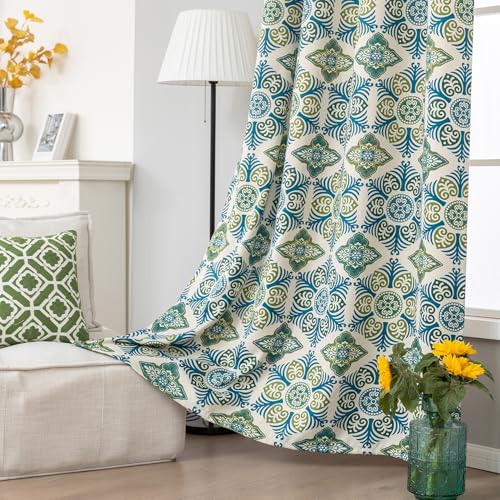 Image of 80% Blackout Curtains for Bedroom, Geometry Window Drapes 96 Inch Length for Living Room, Thermal Insulated Grommet Curtains, 2 Panels