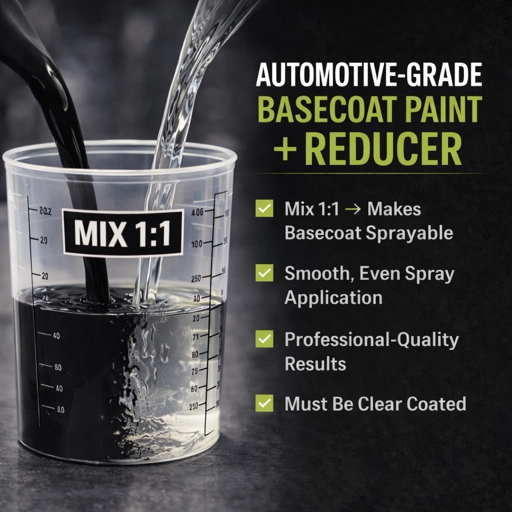 LiME LiNE Automotive Basecoat + Reducer Combo Kit - Mix 1:1 - Makes 1 Quart Sprayable - Clearcoat Required (Intercoat Clear + Reducer)