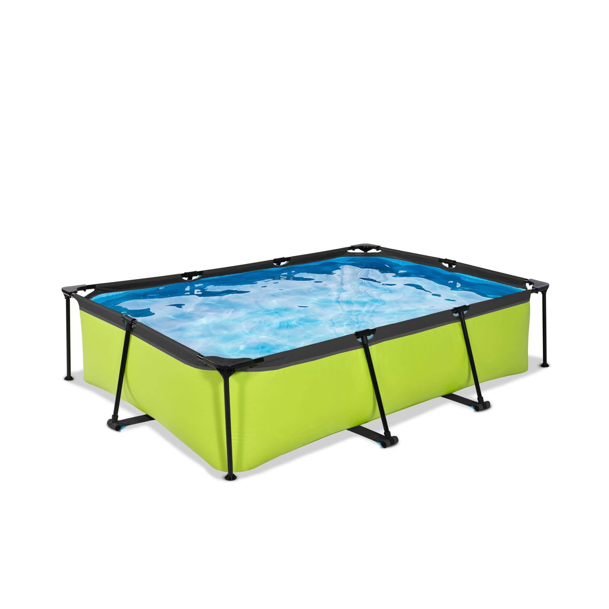 EXIT Toys Lime Pool - 300x200x65cm - Piscina de Marco Rectangular Compacta con Bomba de Filtro de Cartucho - Fácil Acceso - Adecuado para Pequeños - Marco Robusto - Diseño Único - Verde