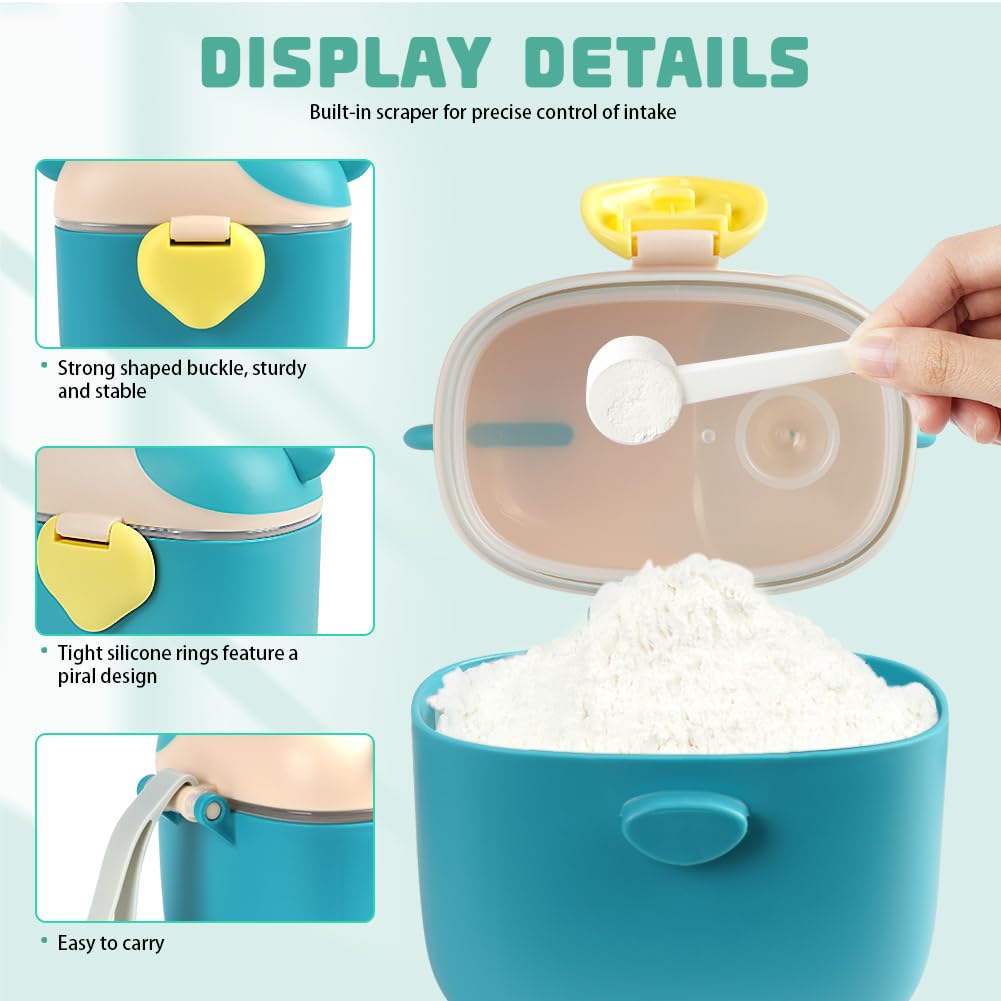 Aolso Dosatore per Latte in Polvere, 230g Dispenser di Polvere Formula, Dispenser di Latte in Polvere Sigillato per Neonati, Cereali, Frutta, Contenitore per Alimenti Portatile (Verde)